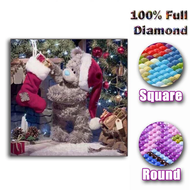 

5D diy diamond painting Cross Stitch Square/Round drill Diamond Embroidery mosaic pattern cartoon teddy bear children's gifts