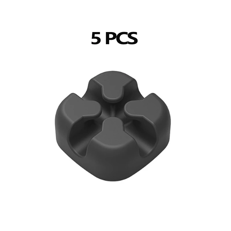 5 шт. 8 шт. Мягкие силиконовые устройства для сматывания шнуров Desktop провода Организатор USB наушники мини держатель кабеля Клип мышь шнур - Цвет: 5PCS Black