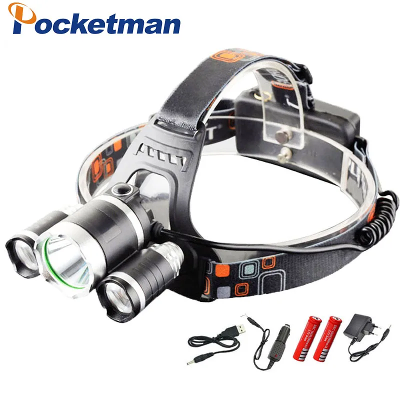 

LED Headlight 9000 lumens headlamp xml t6 Headlights Lantern 4 mode waterproof torch head 18650 Rechargeable Battery Newest