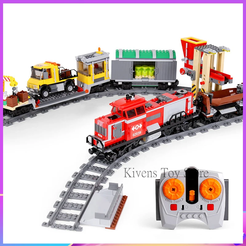 

IN STORE DHL The Cargo Train Set 02039 RC Train Building Block Compatible LegoINGly 3677 City 898pcs(With Power Function )