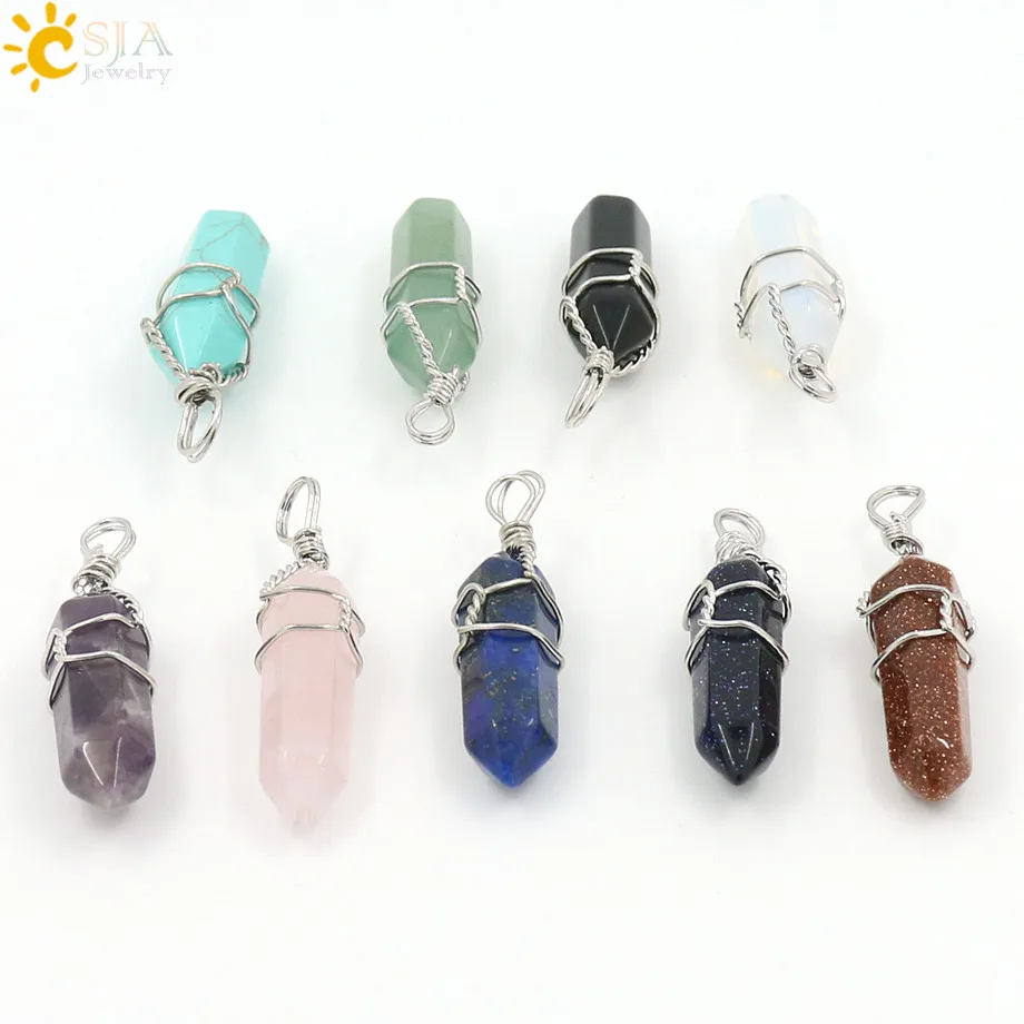 Lapis lazuli Natural Stones DIY Bullet Shape Amethyst , Rose Quartz Stone Jewelry Pendant