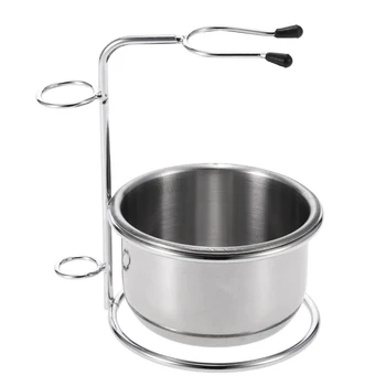 

2 in 1Stainless Steel Men's Shaving Dry or Wet Cup Shaving Holder Set Male Beard Soap Bowl Shaving Stand Facial Cleaner Tool