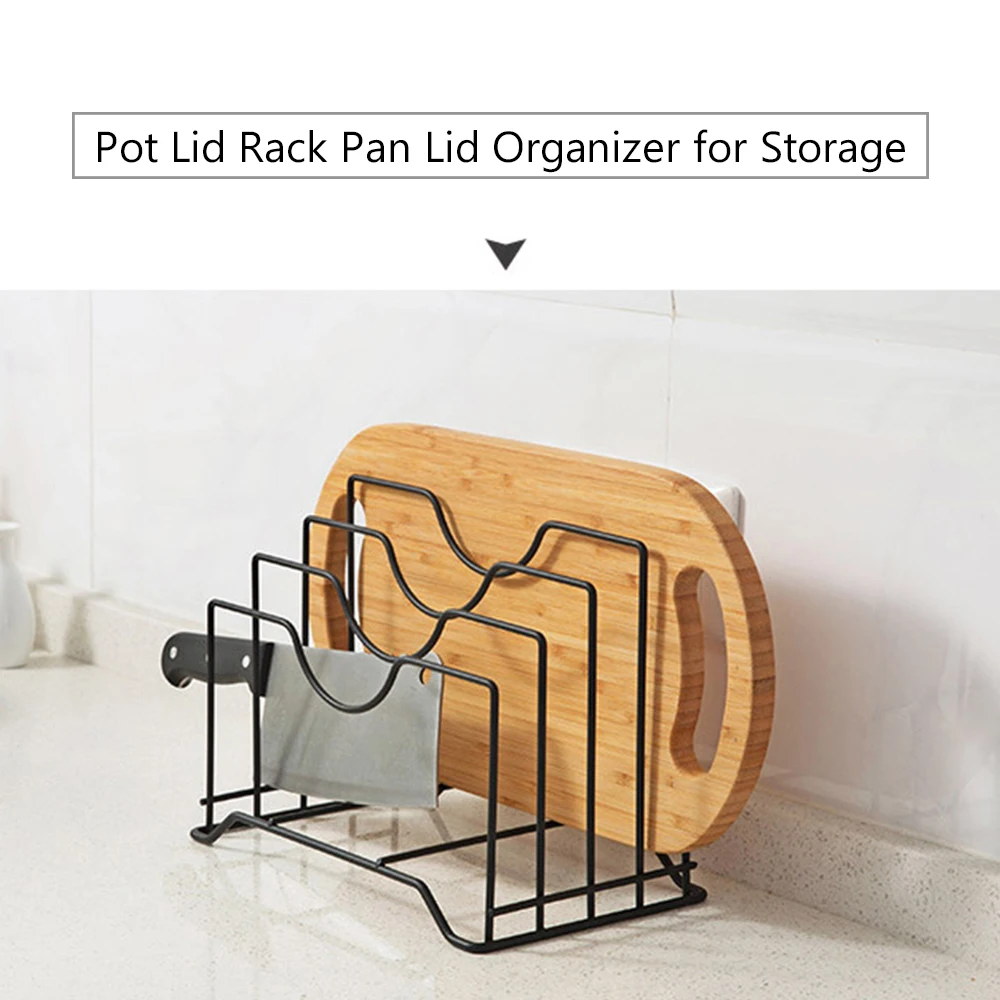 

2pcs Kitchen Shelf Pan Rack Cutting Board Holder Storage Pot Lid Organizer Stands Cover Stand Stainless Steel Dish Kitchen Rack