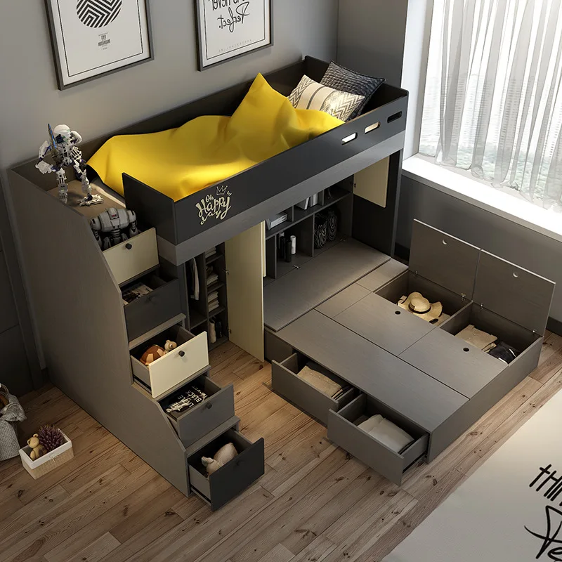 Скандинавская многофункциональная кровать для матери, современный минималистичный шкаф с высокой коробкой, кровать под кровать, двухъярусная кровать