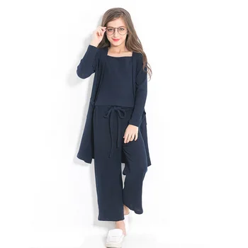 

High Quality Teen Girls Clothing Sets 2018 New Fashion Kids Suits for Girls Coat+Sling Vest+Pants 3Pcs Children Clothing 5-14Age