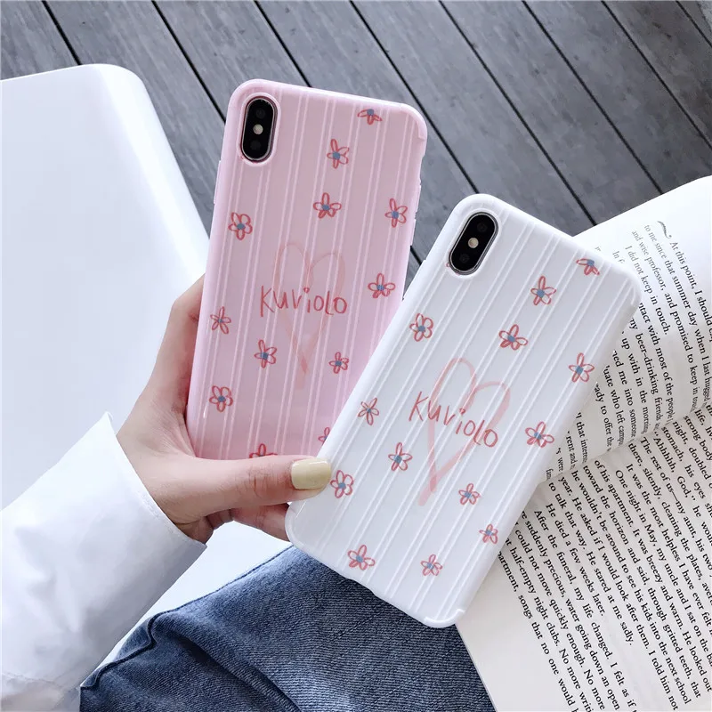 

Soft TPU Coque for Iphone X Case Fresh Cute Cartoon Love Heart Patterned Cases for Iphone Xr 6s 7 8 6 Plus Case Luggage Cover