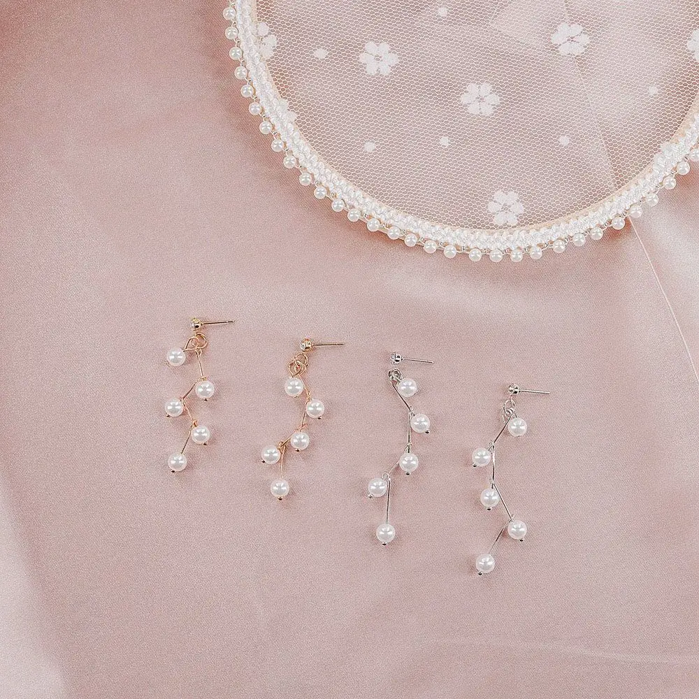 

New Imitation Pearl Earrings Long Simple Fashion Earrings Women Wedding Jewelry Boucles D'oreilles Femmes