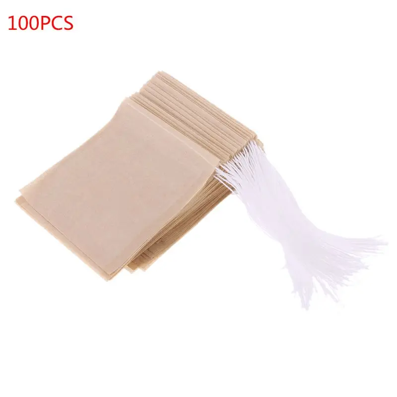 

100pcs Disposable Tea Bags Drawstring Empty Scented Teabags Heal Seal Filter Paper For Herb Loose Tea