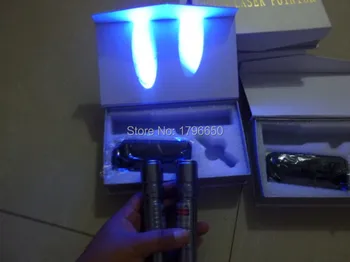 

Powerful Military 405nm 5000m 5Watt Waterproof flashlight blue purple laser pointer Burn Matches & Light Cigarettes+gift Box