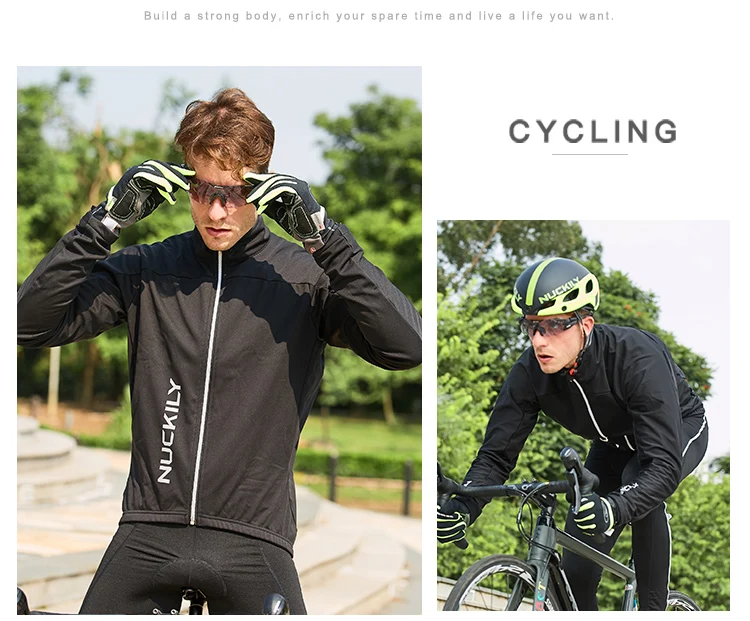NUCKILY зимняя велосипедная одежда, мужская велосипедная Джерси, набор, ветрозащитная и непромокаемая велосипедная майка и гелевые штаны, велосипедная одежда MI009
