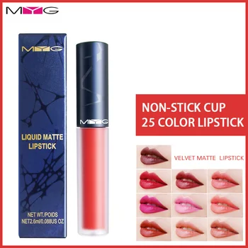 

MYG Liquid Lipstick Lips Makeup Matte Lip Gloss super waterproof red nude black LipGloss cosmetics pumpkin RIOT CUPID brownLip