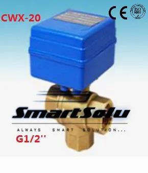 

Free Shipping CWX-20 Brass 1/2'' Mini Electric Ball Valve 3 Way 12V Water Treatment Control type CR01 or CR02