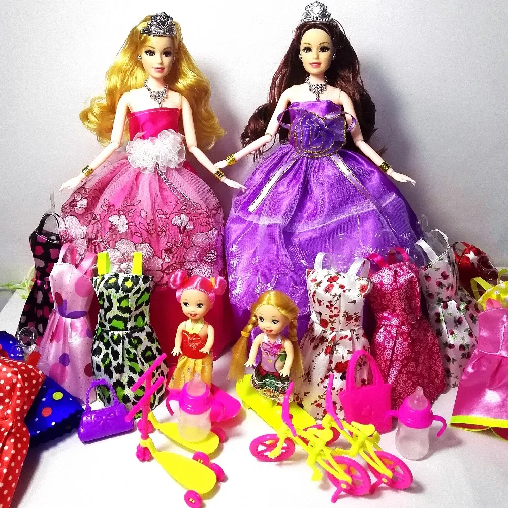

2PC Doll + 30Accessories New Favorite Princess Dolls Fashion Wedding Party Dress Best Birthday Gift for Girl for barbie diy toys