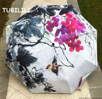 

Oil Painting Rain Umbrella Drawing Art Floral Umbrella High Quality Folding Umbrella For Rain Aombrillas