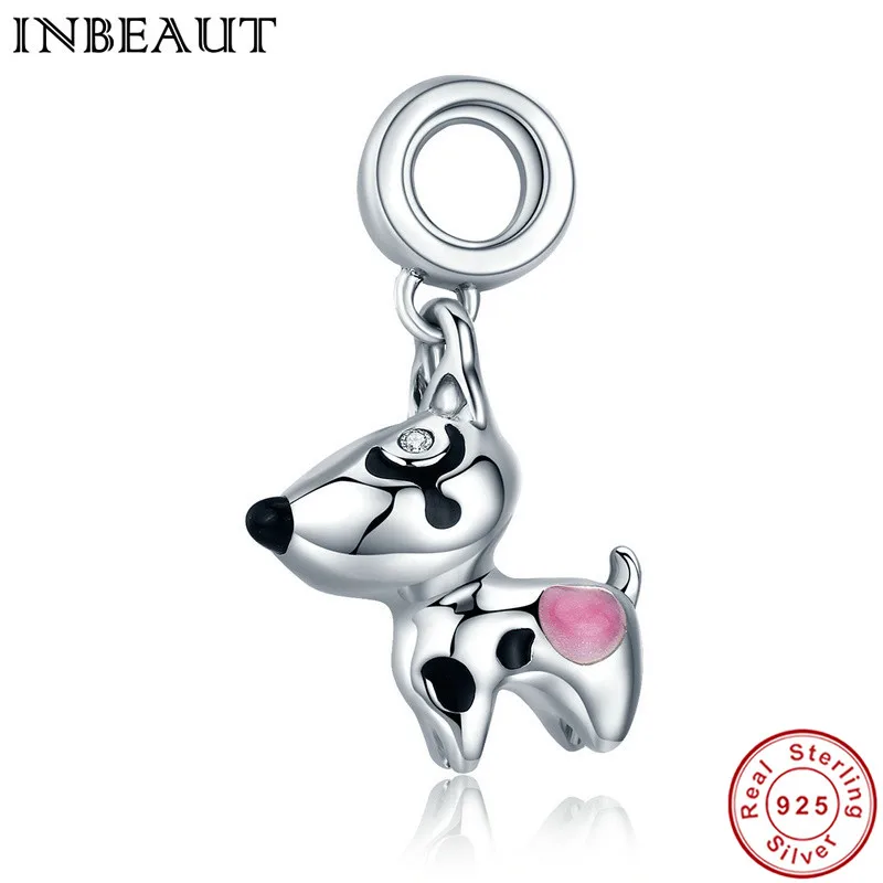 

INBEAUT Fashion Genuine 100% 925 Sterling Silver Cute Puppy Doggy Animal Pendant Charms Fit Pandora Bracelet DIY Fine Jewelry