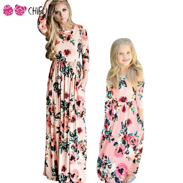 chifuna Mother Daughter Bohemian Maxi Dress Family Matching Outfits ...