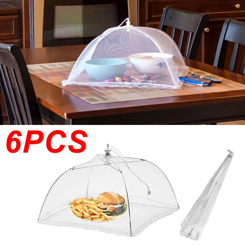 

6pcs/set Dome Net Umbrella Picnic Kitchen Food Protector Pop Up Mesh Screen Food Covers Pop-Up Gauze Umbrella Protect Food Tent