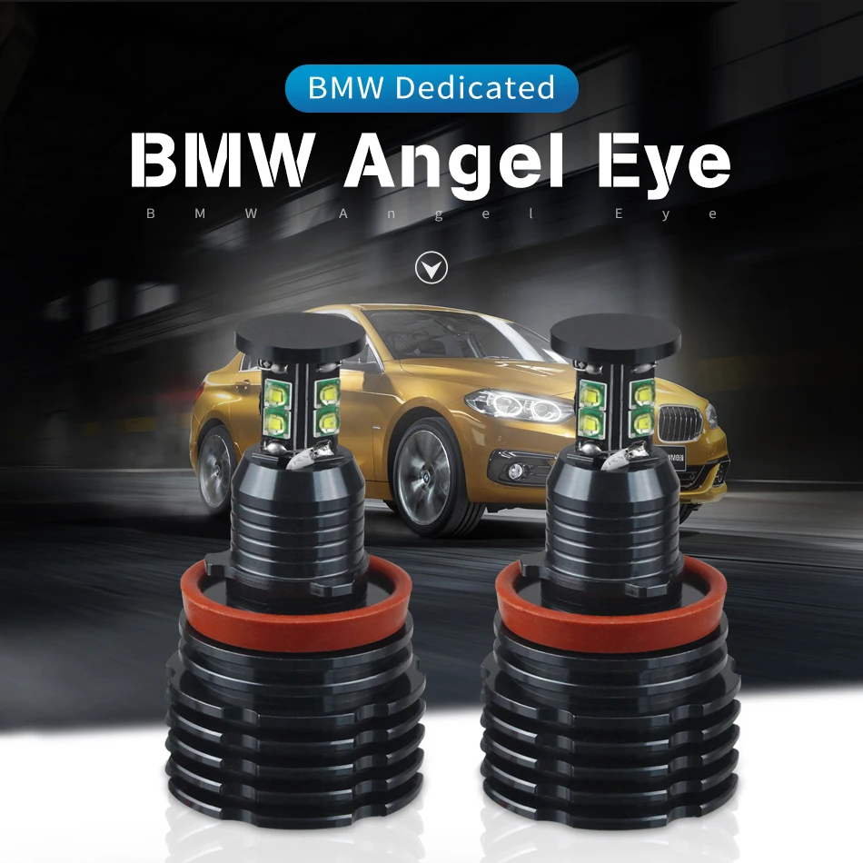 

DXZ 2PCS 80W H8 Angel Eyes 360-Degree Halo Ring Light White High Power Bulbs for BMW E90 E92 E93 X5