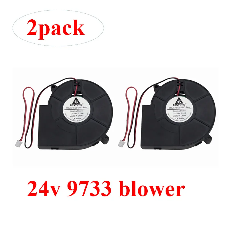 

Gdstime 2 Pcs Dual Ball Bearing 24V DC Cooling Blower Fan 97mm x 33mm 9733 97x33mm Brushless Turbo Cooler 9cm