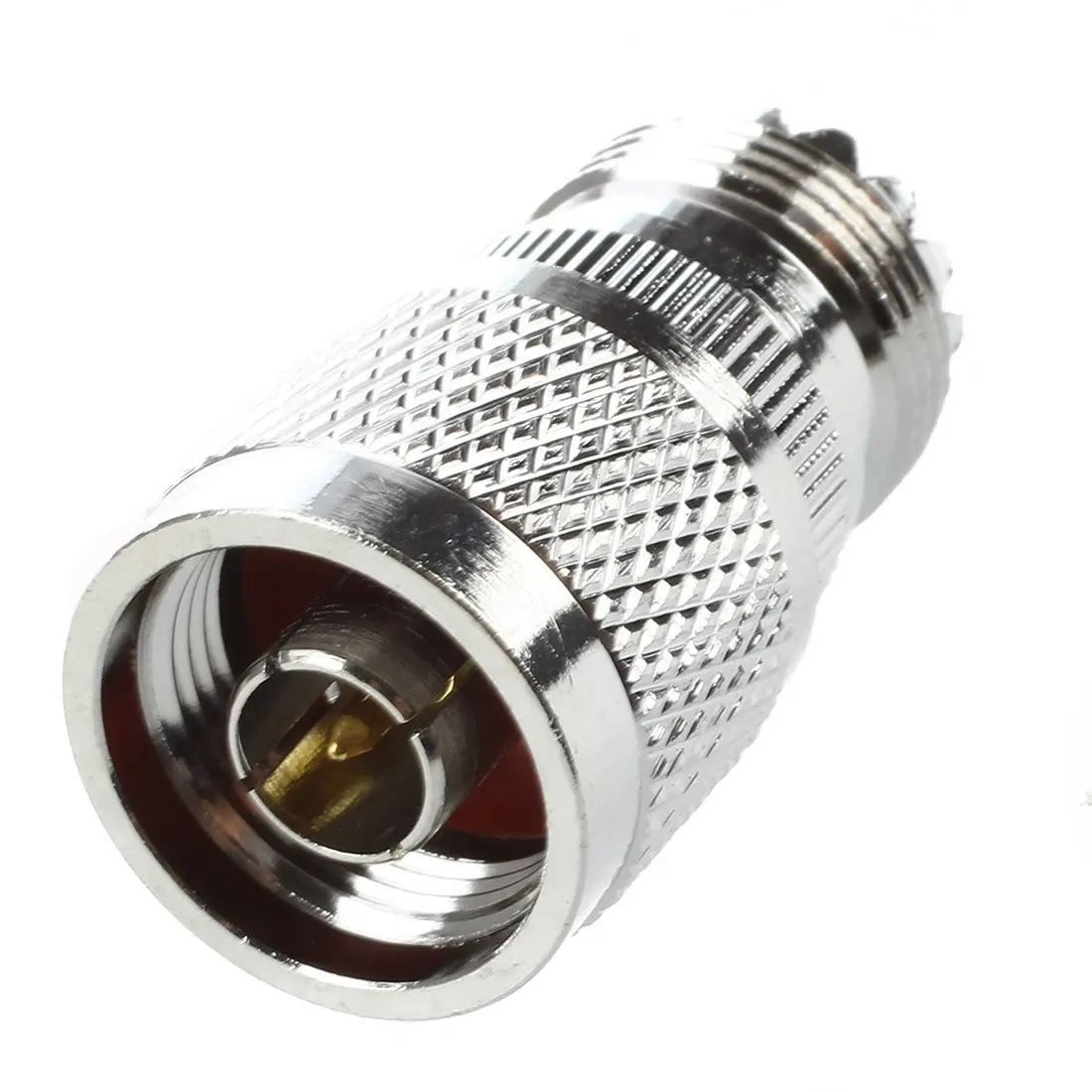 Silver Tone Straight N Male to UHF Female Coax Adapter Connectorin