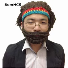 BomHCS Хэллоуин смешная шляпа попрошайки ручное вязание крючком парик вязаная шапка с маской шапки для бороды
