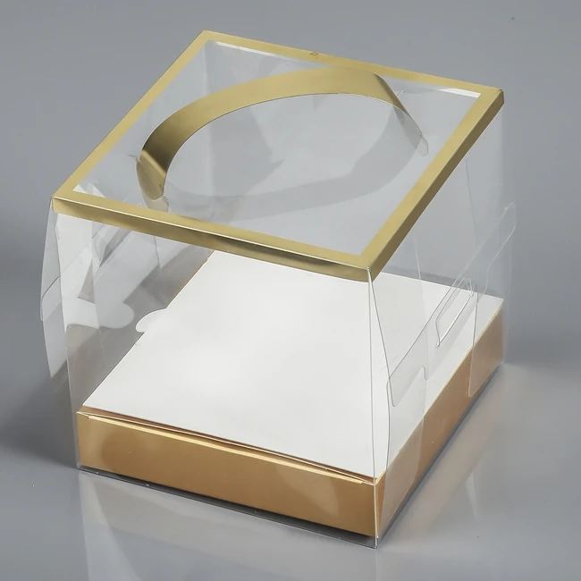 

food grade transparent portable bakery and home use pretty cake box new design packaging product box gifts handle box