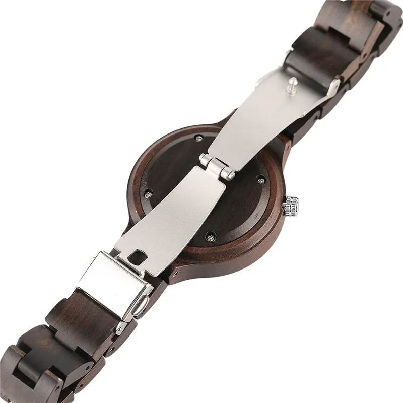 Casual Black Brown Zebra Stripes Sandalwood Natural Handmade Full Wooden Women Quartz Watches Sisters Sports Watch Gifts (11)