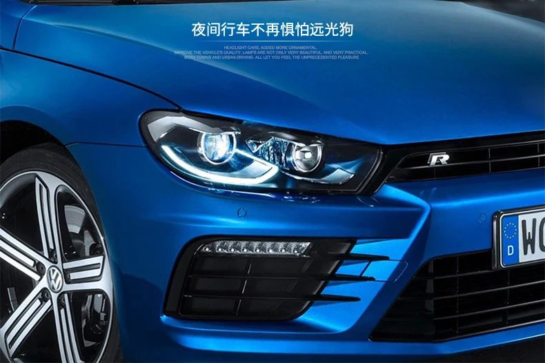 Авто Clud автомобильный Стайлинг для VW Scirocco фары 09-14/15 для Scirocco фары светодиодные DRL передние Биксеноновые линзы двойной луч HID комплект