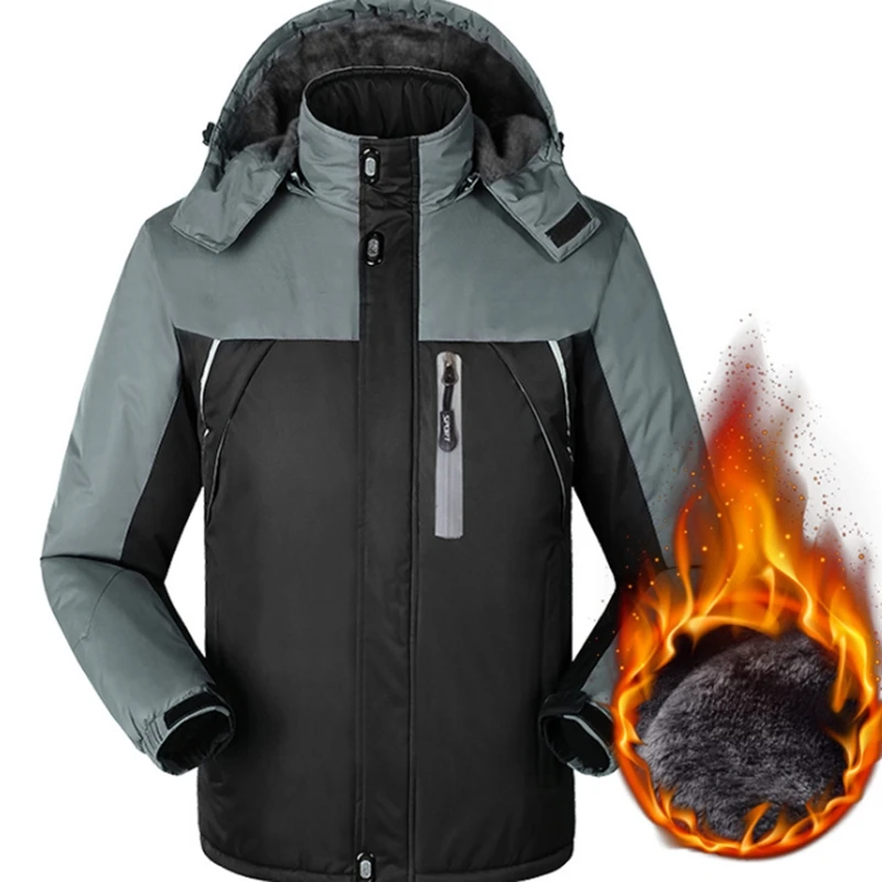

New Winter Warm Inner Fleece Waterproof Windproof Jacket Thick Outerwear Men Hooded Coats Military Jackets Clothes