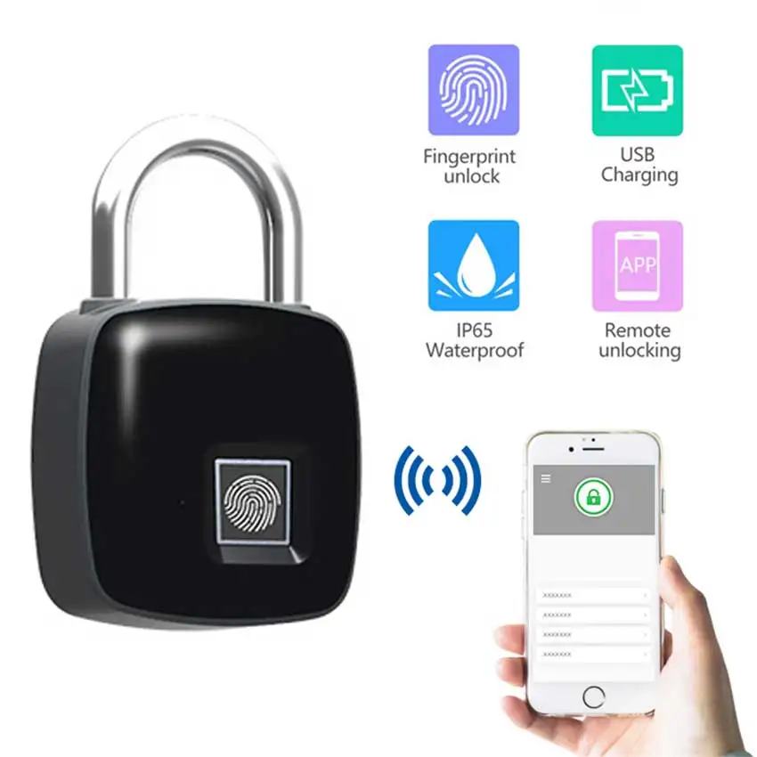 

Aimitek P3 Plus Bluetooth Smart Fingerprint Lock Keyless Biometric Security Padlock Waterproof Touch USB Charging Door Case Lock