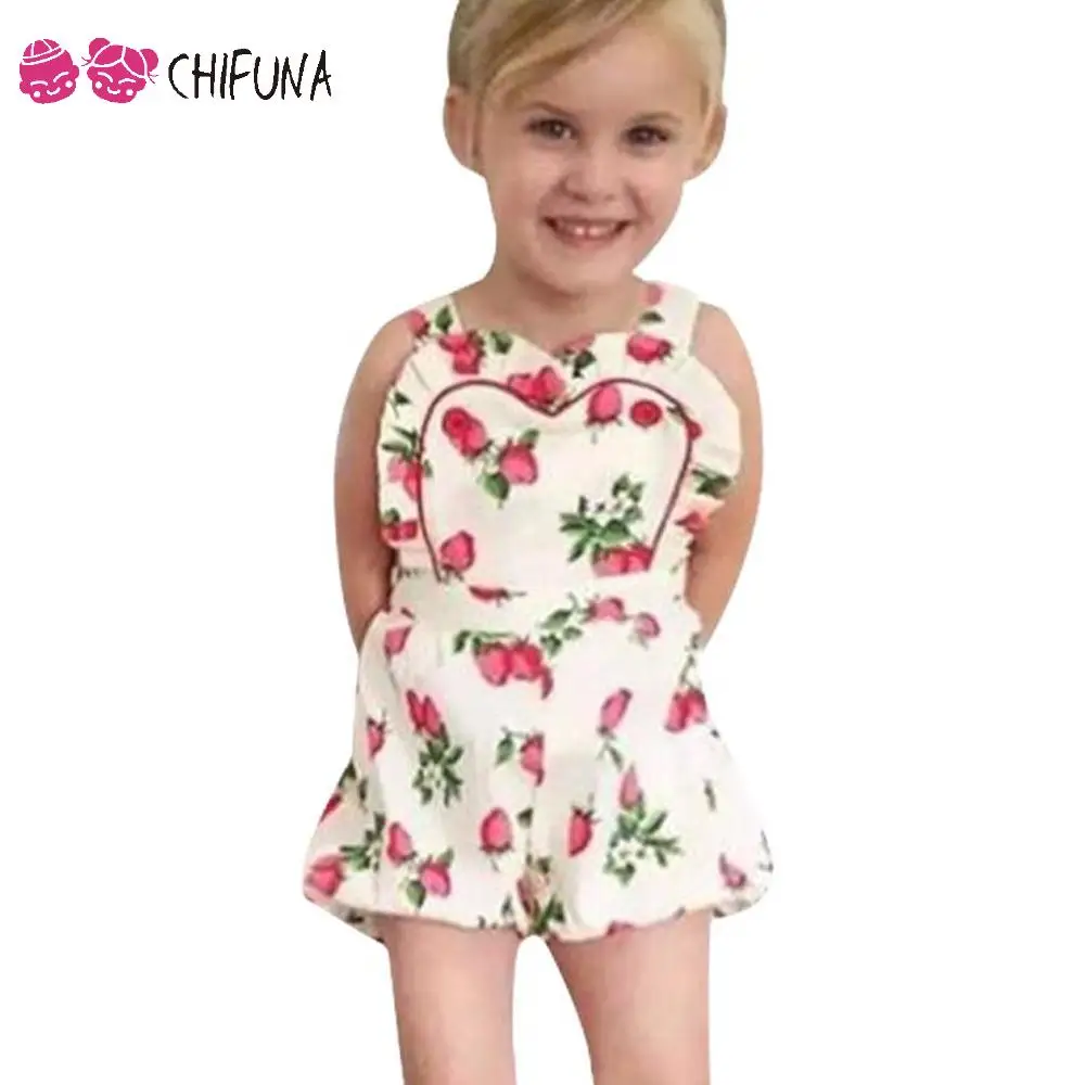 Baby Rompers Kids Girls Strawberry Pattern Jumpsuit Toddler Girls