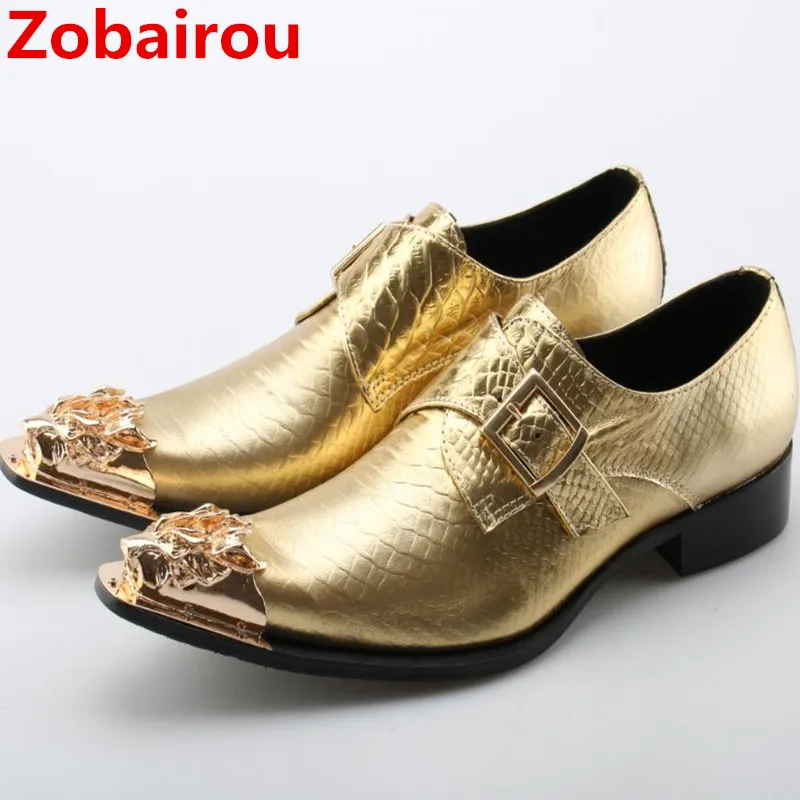 Zobairou sapato social gold men dress shoes 2017 slipon luxury patent ...