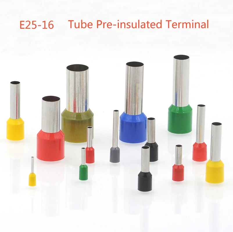 

10/50pcs Tube insutated crimp terminal electrical wire connectors ferrule VE25-16 Crimping terminals connector cables 4AWG 25mm2
