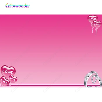 

Colorwonder Photography Background Sliver Rings Pink Hearts with Words 7x5ft Pink Seamless Backdrop for Valentine's Day Wedding