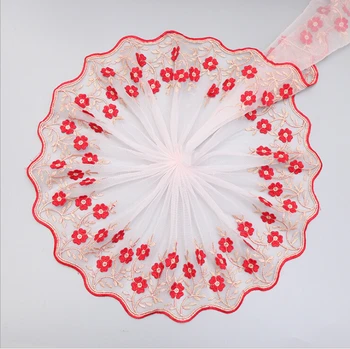 

19Yards Red Floral Lace Embroidered Trim Wedding Bridal Clothes Sewing Craft DIY Hot Selling