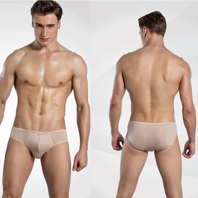 

100% Pure Silk Men's Briefs Men U Shape Cutting Antibacterial Man Comfortable Sexy Underpants Middle Waist Male Underwear