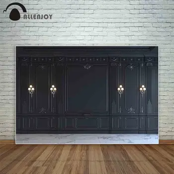 

Allenjoy luxury wooden black wall classical lamp tile marble backdrop photo studio backgrounds camera fotografica camera