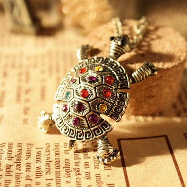 Retro cute little turtle mosaic colored necklace long suit sweater | Украшения и аксессуары