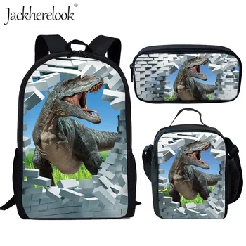 

Jackherelook 3D Cool Dinosaur Animal Print Set School Bags for Teenager Boys Kids Backpack School Backpacks Schoolbag Mochilas