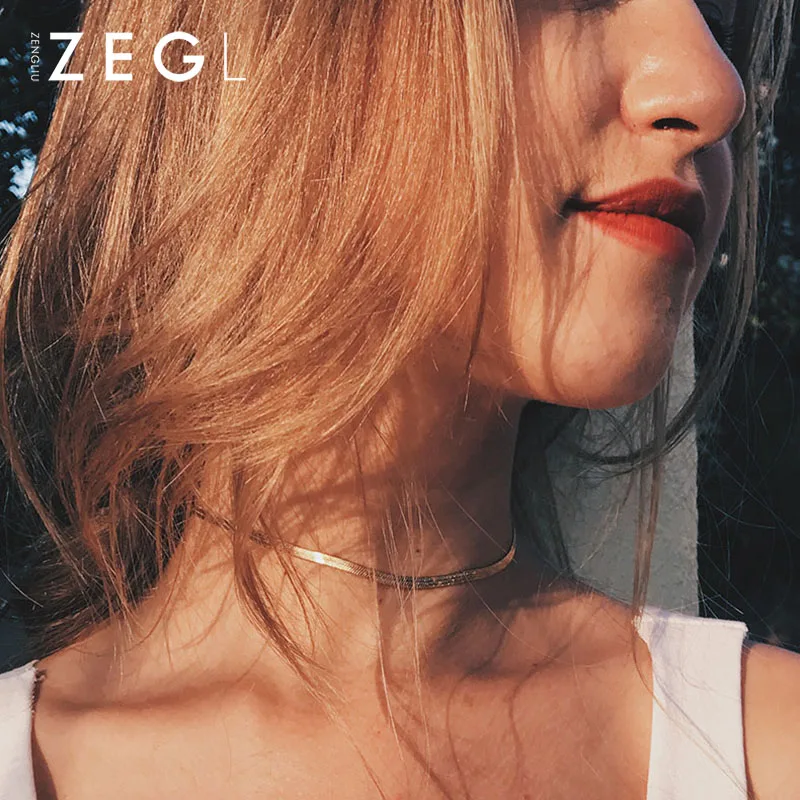 

ZEGL snake bone necklace female short paragraph choker clavicle chain simple neck chain collar neck jewelry
