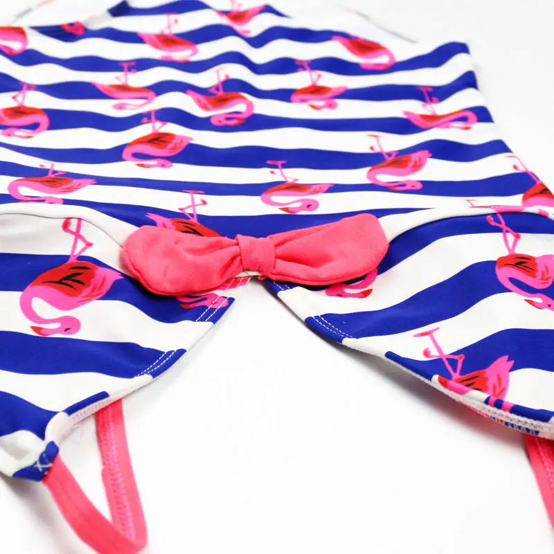 Girls Swimsuit Flamingo Swimming Suit Cute Girl One Piece Bathing Suit Kids Striped Swimwear Children Bathing Suit for Pool