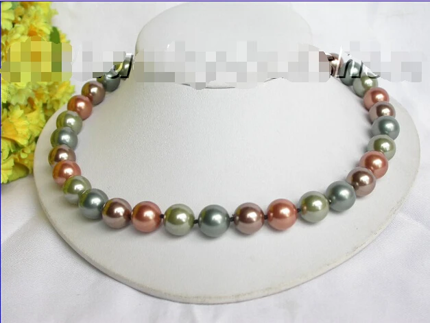 

QW875 AAA 12mm Multi-color south sea shell pearls necklace @^Noble style Natural Fine jewe FREE SHIPPING ##a #a