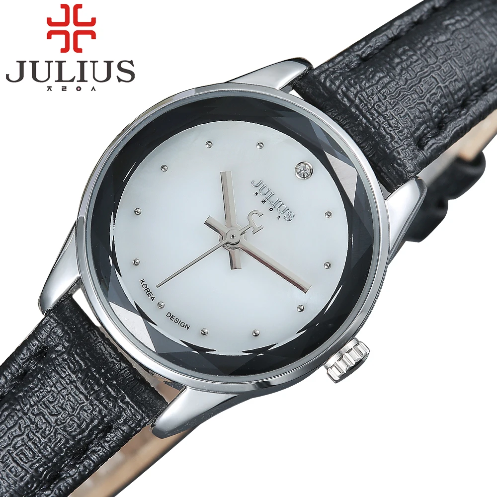 

2018 Elegant Small Women Watches Gold Clock Top Brand JULIUS Luxury Leather ladies watch Female Casual Quartz Wristwatches