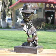 Cobre a cabeça de Poker masculino half-length retrato escultura estátua do jardim de casamento decoração de casa cozinhar ferramentas relógio Antigo de bronze
