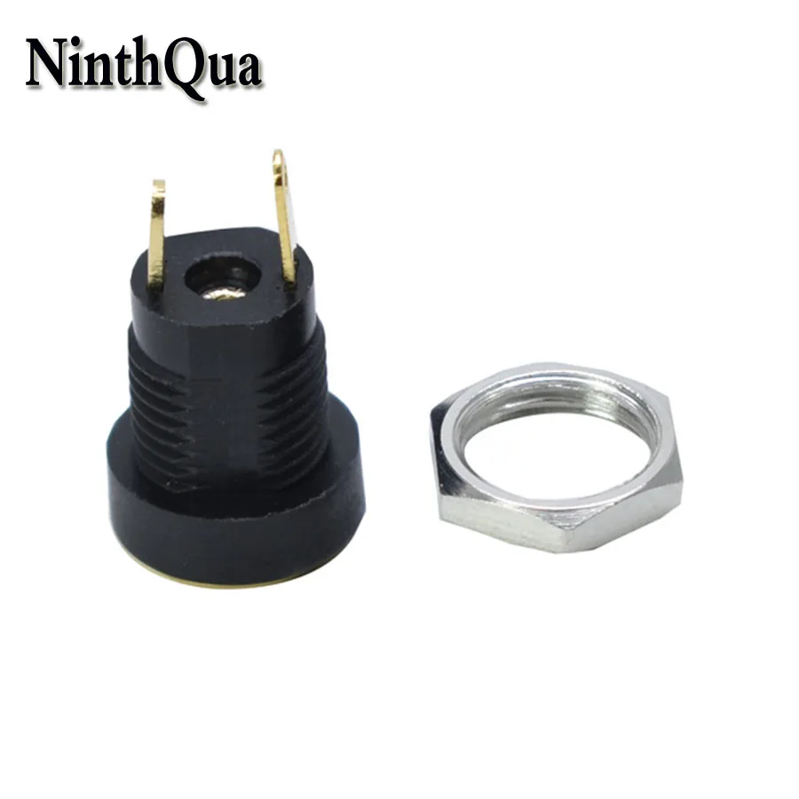 

2pcs DC-022B 5.5*2.1mm 2P Gold-plated DC Power Socket Connector Panel Mounting Jack with Nut