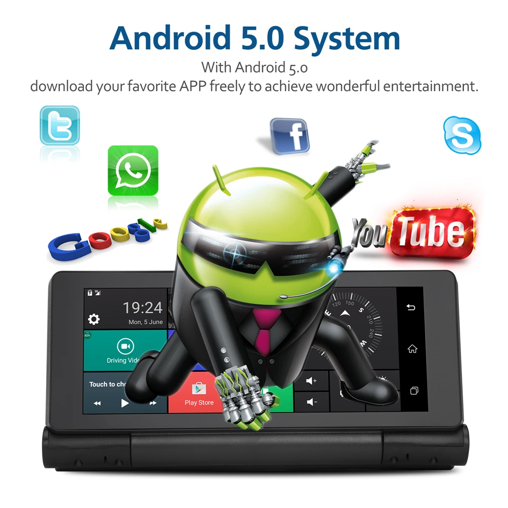 Автомобильный видеорегистратор GPS Android ADAS 3G камера 5 0 ROM16GB RAM1GB 6 86 &quotFHD 1080P
