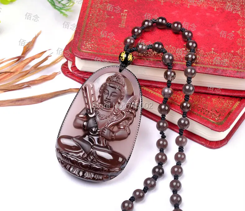 Из натурального мексиканского обсидиана коричневый Будда из вулканического стекла кулон Амулет ожерелье