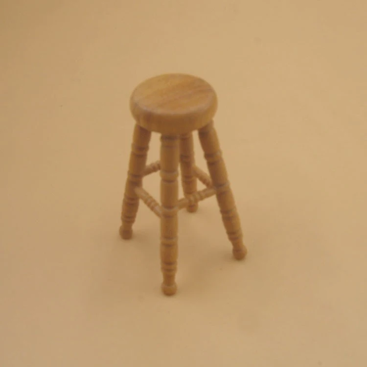 G08-X329 детская игрушка в подарок 1:12 кукольный домик Мини Миниатюрный rement деревянный высокий табурет обычный стул 1 шт