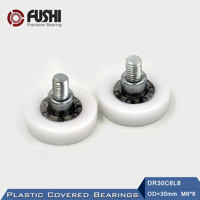 DR30C6L8 Screw Pulley Bearing 6*30*7 mm ( 2 PCS ) Doors and Windows Roller Mute Wheel POM 636 M6*8 Plastic Covered Bearings |