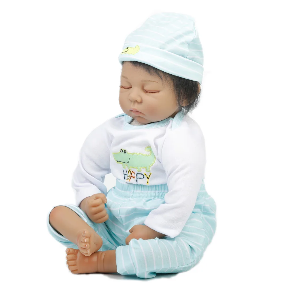 SanyDoll 22 дюймов 55 см ребенок Возрожденный силикон куклы, прекрасный костюм Спящая кукла праздничные подарки